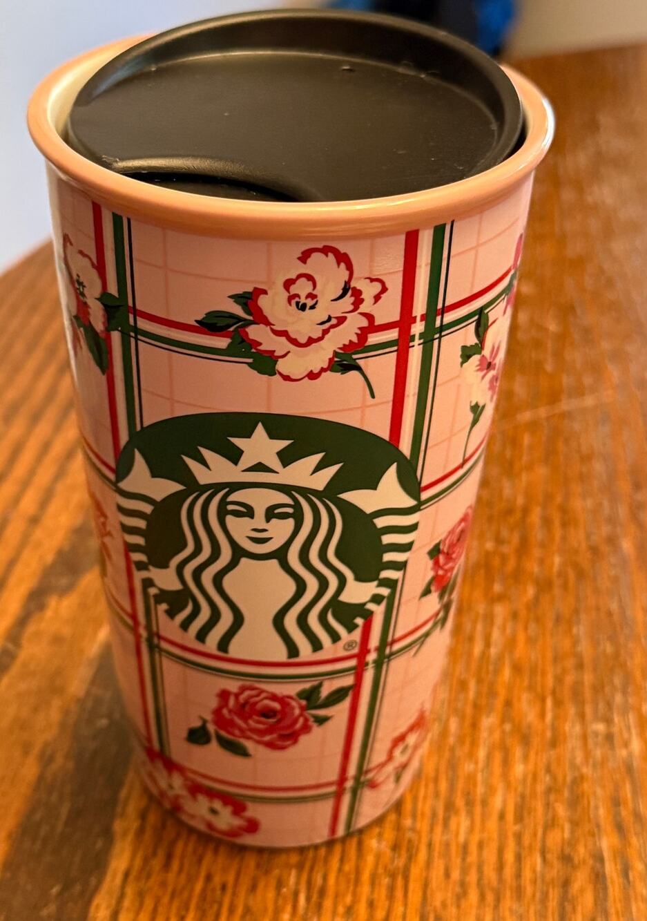 Starbucks ban.do Floral Pink Ceramic Travel Mug Vintage